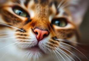 Close up of a cat's face with a green background photo