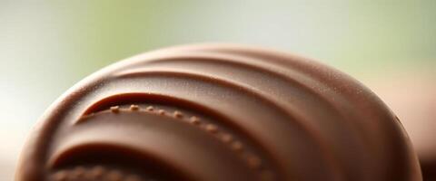 close up of a chocolate object with a blurry background photo