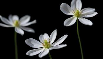 group of white flowers on a black background photo