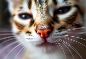A close up of a cat's face with its nose photo