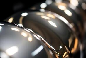 close up of shiny metal objects in a row photo