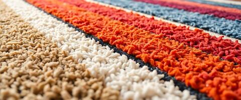 A close up of a carpet with many different colors photo