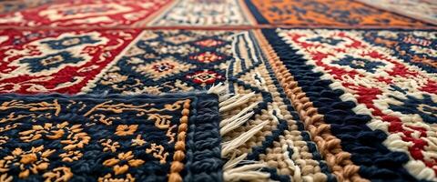 A close up of a rug with many different colors photo