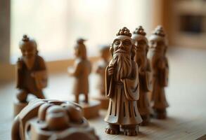 close up of a chess board with figurines photo