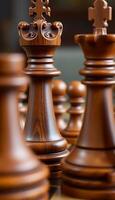 close up of a wooden chess set photo