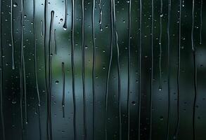 Raindrops on a window, with a blurred background photo