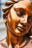 close up of a bronze statue of a woman photo