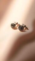 pair of cufflinks with a compass on them photo