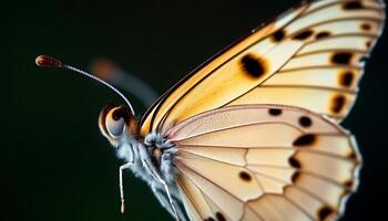 close up of a butterfly with a black background photo