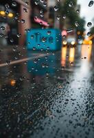 Rain drops on a wet windshield photo
