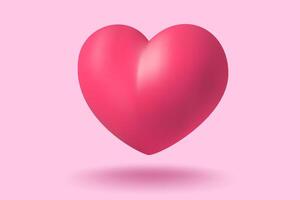 Icon of pink heart for Valentine's Day in realistic 3d style. realistic banner with heart on pink background. vector