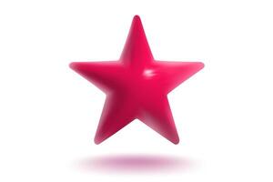 Icon of realistic red star. Achievements for games or customer rating feedback of website. Illustration of star in 3d style vector