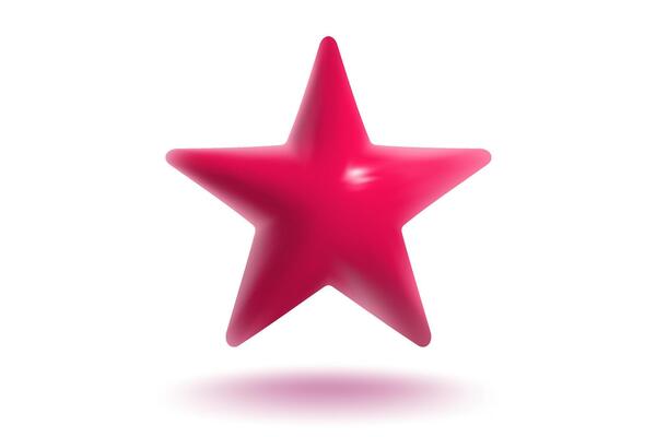 Icon of realistic red star. Achievements for games or customer rating feedback of website. Illustration of star in 3d style
