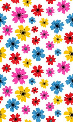 seamless pattern bright colorful flowers white background botanical floral web design spring summer digital illustration abstract wallpaper textile