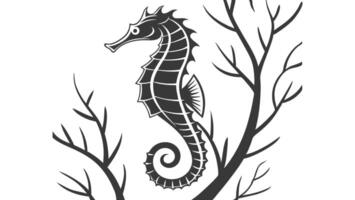 seahorse on the tree branch illustration vector