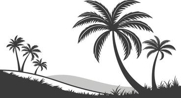 silhouette of palm trees on the beach vector