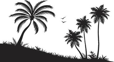 silhouette of palm trees on a hill vector