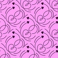 Seamless pattern of dark spiral arrows with hearts at the tip on a pink background vector