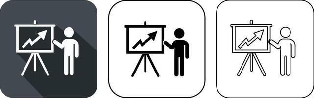 Presentation with an upward trend arrow on a whiteboard illustrating growth and success vector