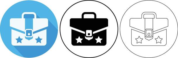 Three different briefcase icons representing business and achievement within circular frames perfectly vector