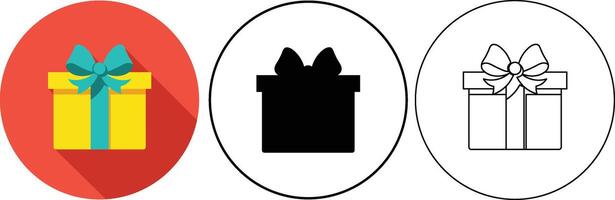 illustrations of various gift boxes icons in different styles and colors vector