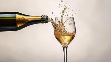 Wine being poured into a glass, creating a splash. photo
