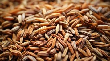 Pile of red rice grains, close-up view. photo