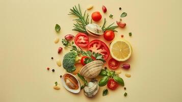 a variety of vegetables and fruits are arranged in the shape of a circle photo