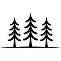 Three pine trees on a hill with a white background vector
