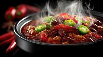 Hot and spicy bean stew with chili peppers and herbs. photo
