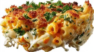 Delicious, cheesy mac and cheese with crispy topping. photo