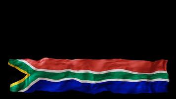 Stylized flag of South Africa waving in wind, isolated on transparent background, with alpha channel. Animated footer. Suitable for patriotic themes or national event promotions. Motion graphic. video