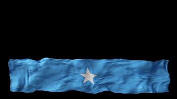 Stylized flag of Somalia waving in the wind, isolated on transparent background, with alpha channel. Animated footer. Suitable for patriotic themes or national event promotions. Motion graphic. video
