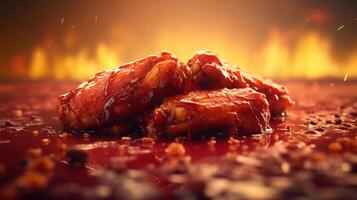 Glazed meat with a rich, glossy texture. photo