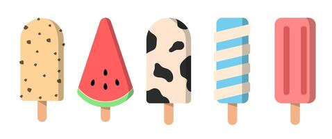 Cute Ice cream illustration set on white background, Isolated Summer Dessert Clip art, Elements, Stickers for Decoration on Banner, Web, Happy mood Hand drawn style, Editable vector