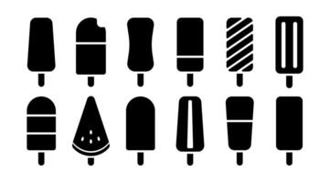 Isolated Ice cream symbol collection, Black Dessert icon design in Minimal style, Cute Modern graphic elements for Menu, Shop and Web Banner, Editable. vector