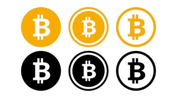 Isolated Bitcoin icon symbol set, Cryptocurrency, BTC Logo design in Flat style, Blockchain, Investment, Savings and Finance graphic elements, Business infographic, Editable vector