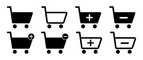 Isolated Shopping Cart icon set, E-commerce, Purchase buttons, Buy Pictogram symbol, Retail shop graphic elements and illustration for Web icon, Flyers and Presentation, Editable vector