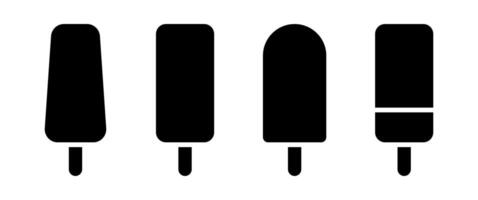 Black Ice cream minimal icon set, Dessert sign and symbol on white background, Summer, Snack graphicelements for Menu, Web banner, Editable vector