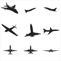 Airplane silhouettes set of different types of aircraft vector