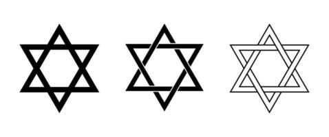 Star of David Icon Set, Sacred Jewish Symbol Collection in Modern Line and Filled Styles for Spiritual, Cultural, and Educational Use vector