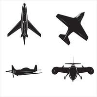 Four different types of airplanes on a white background vector