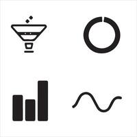 A set of icons that include a funnel, bar graph and a funnel vector