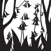 Silhouette of flowers in the forest vector