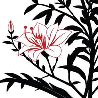 A black and red flower on a white background vector