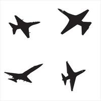 Four silhouettes of airplanes on a white background vector
