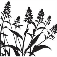 Black and white silhouette of wildflowers vector