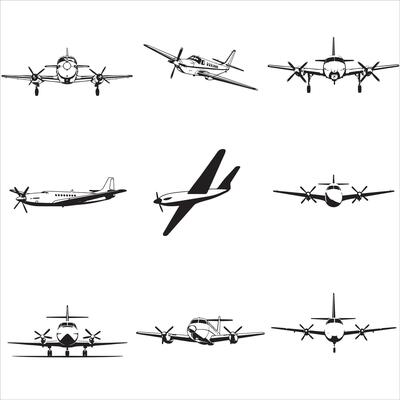 Airplane icons set illustration