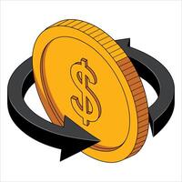 Money icon representing purchase history, illustration on white. Great for e-commerce and finance themes in web design. vector