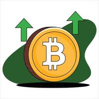 Cryptocurrency growth Bitcoin design isolated on white background. Digital currency concept for investment, blockchain, and financial technology themes. vector